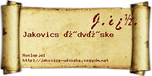 Jakovics Üdvöske névjegykártya